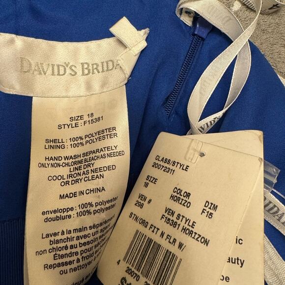 David's Bridal Strapless Navy Dress with Rosette - Picture 4 of 4